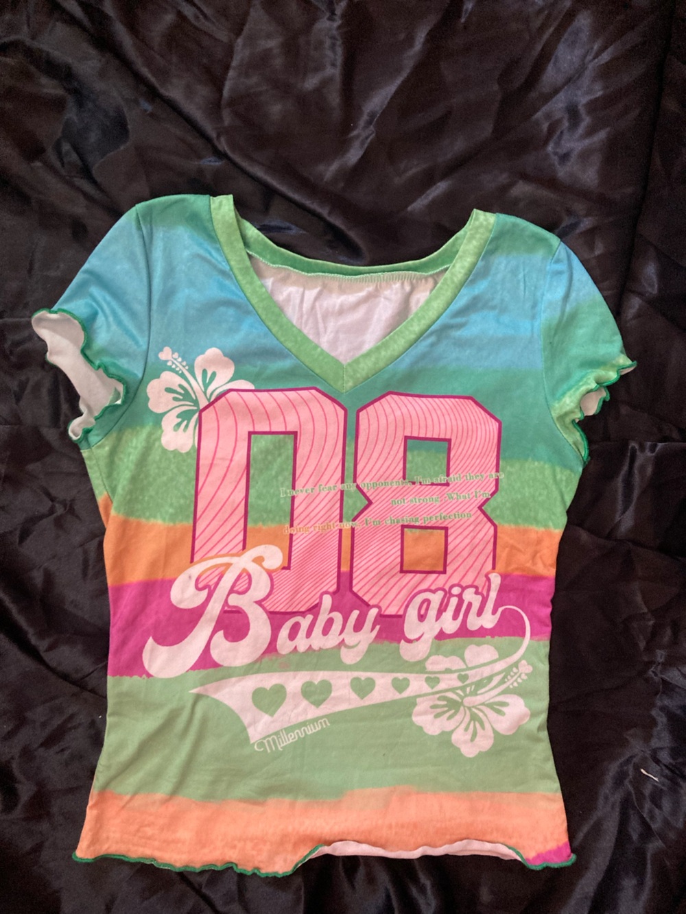 Multi colored baseball styled t shirt
